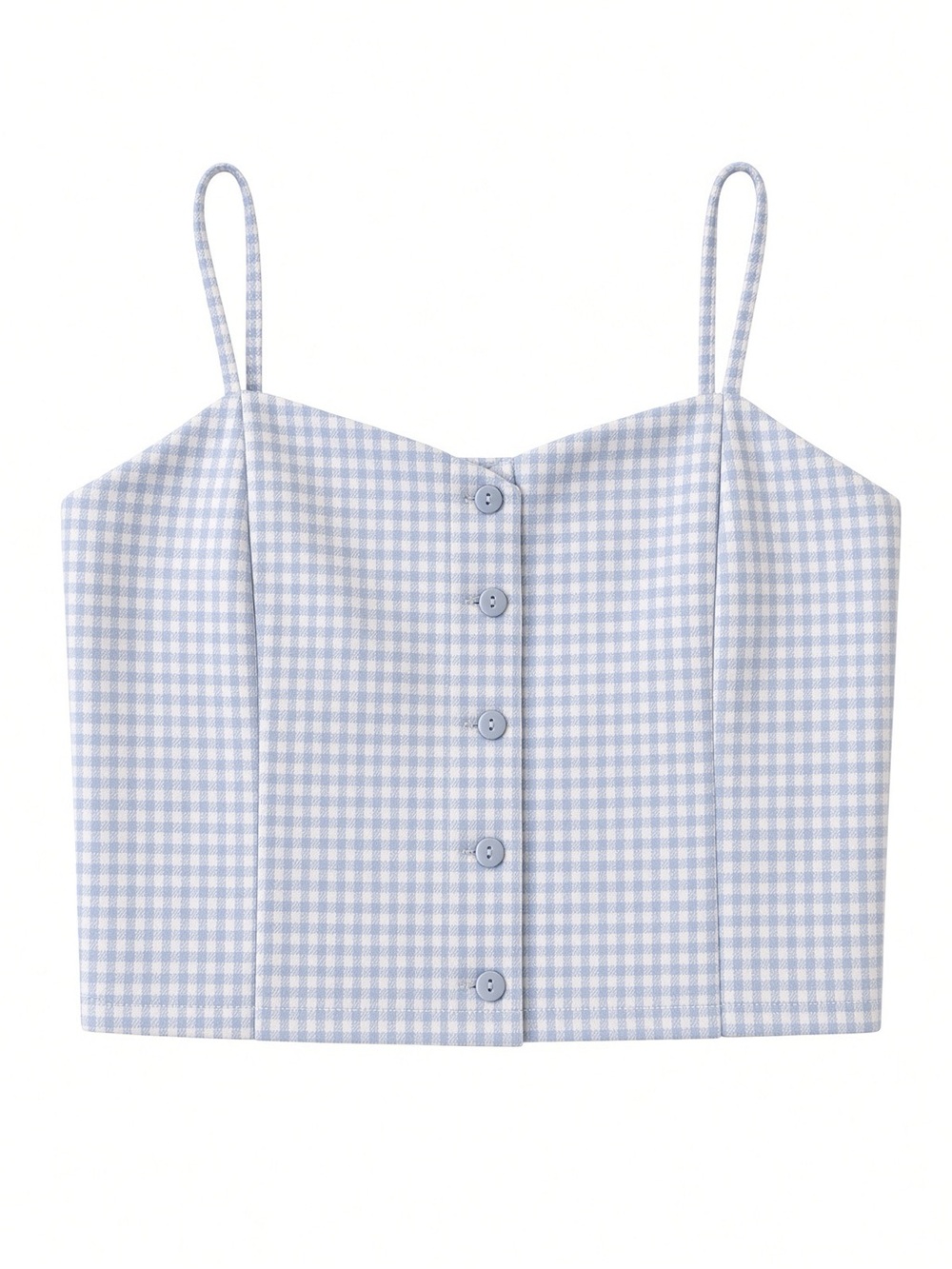 Forever 21 Light Blue Gingham Button-Front Cami